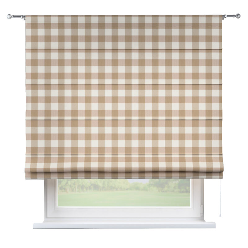 Rímska roleta Torino, béžovo-biele veľké káro, Quadro, 136-08 Rímska roleta Torino, béžovo-biele veľké káro, Quadro, 136-08