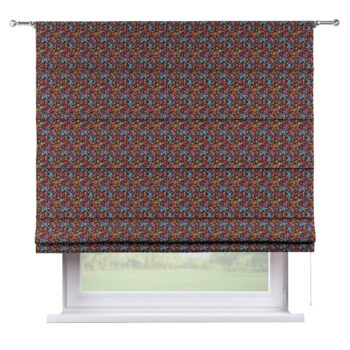 Rímska roleta Torino, farebné kvety na čiernom pozadí, Intenso Premium, 144-32