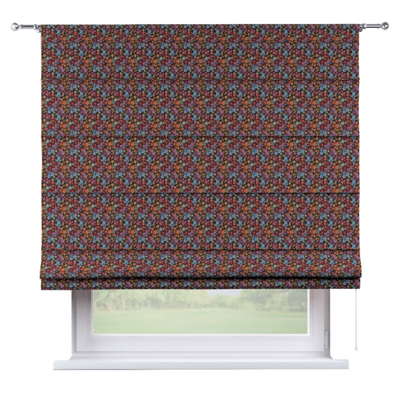 Rímska roleta Torino, farebné kvety na čiernom pozadí, Intenso Premium, 144-32 Rímska roleta Torino, farebné kvety na čiernom pozadí, Intenso Premium, 144-32