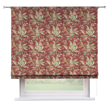 Rímska roleta Torino, kvetinové vzory na pozadí z tehlovo-červenom podklade, Gardenia, 142-12