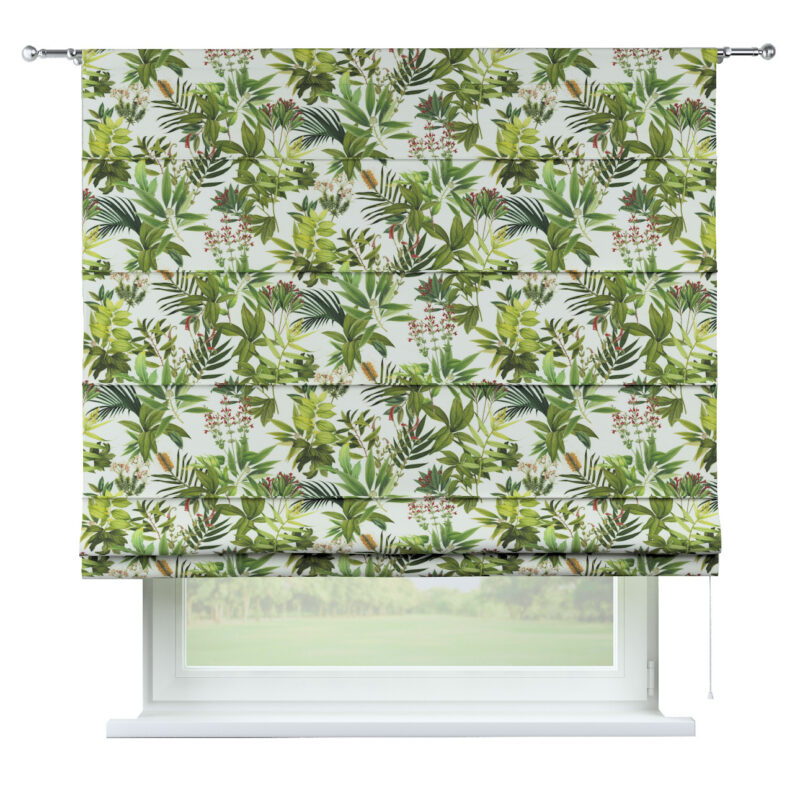 Rímska roleta Torino, zeleno - červené rastliny na bielom podklade, Tropical Island, 143-69 Rímska roleta Torino, zeleno - červené rastliny na bielom podklade, Tropical Island, 143-69