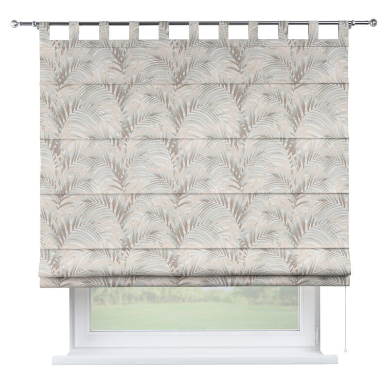 Rímska roleta Verona, béžové a krémové palmové listy na bielom pozadí , Gardenia, 142-14 Rímska roleta Verona, béžové a krémové palmové listy na bielom pozadí , Gardenia, 142-14