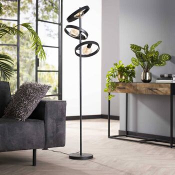 Ringelbach stojacia lampa, 3 svetlá, antracit, kov, E27