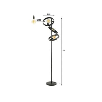 Ringelbach stojacia lampa, 3 svetlá, antracit, kov, E27