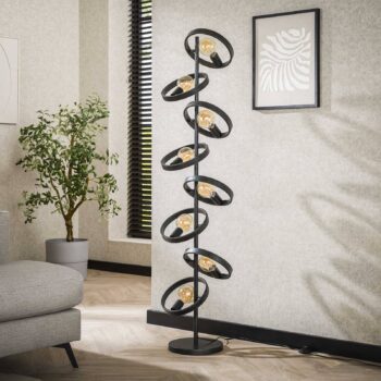 Ringelbach stojacia lampa, 8 svetiel, antracit, kov, E27