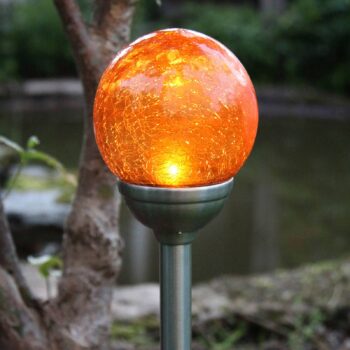 Roma solárna lampa s hrotom do zeme jantárové LED