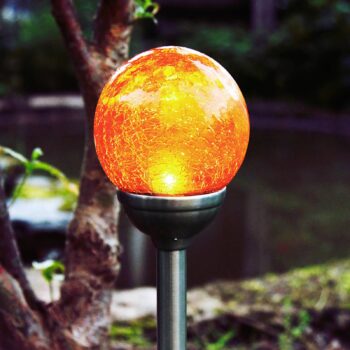 Roma solárna lampa s hrotom do zeme jantárové LED