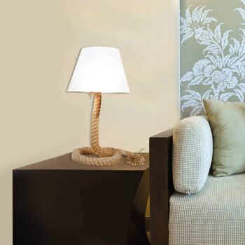 Rope textilná stolná lampa s podstavcom z lana