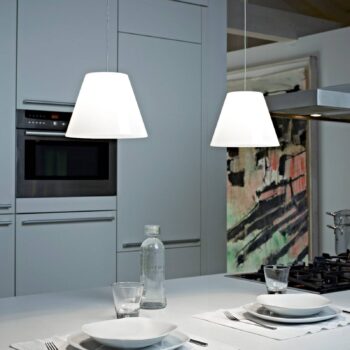 Rotaliana Dina – biele závesné LED svietidlo