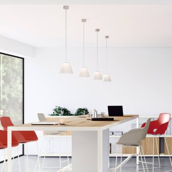 Rotaliana Dina – biele závesné LED svietidlo