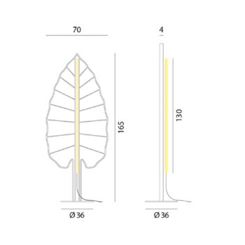 Rotaliana Eden Alocasia stojaca LED lampa, sivá