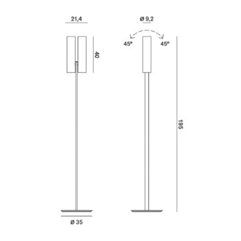 Rotaliana Tobu F1 stojaca lampa, 3000K, 90°, biela