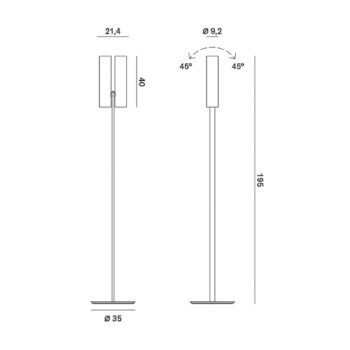 Rotaliana Tobu F1 stojacia lampa, 3000K, 20°, čierna