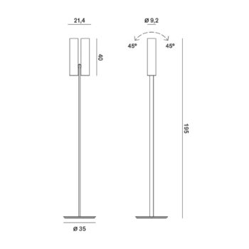 Rotaliana Tobu F1 stojacia lampa, 3000K, 30°, bronzová