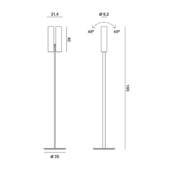 Rotaliana Tobu F1 stojacia lampa, 3000K, 30°, čierna