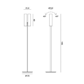 Rotaliana Tobu F1 stojacia lampa, 3000K, 90°, bronzová