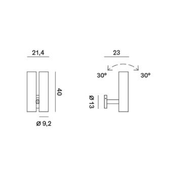 Rotaliana Tobu W1 nástenné svetlo 3000K, 20° biela