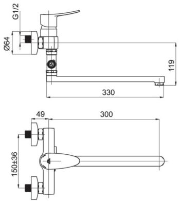 Rubineta - Vaňová a sprchová batéria STATIC-12 / C OLBASTA12K