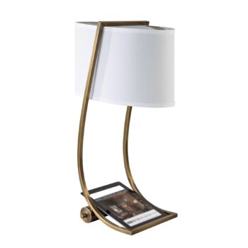 S USB portom textilná stolná lampa Lex mosadz