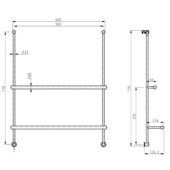 SAPHO 1301-09B závesný držiak na uteráky pre sprchovú zástenu 60 x 73 x 12,5 cm, čierna mat