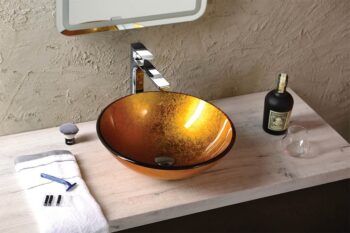 SAPHO - AGO sklenené umývadlo na dosku priemer 42cm, zlato oranžová 2501-19