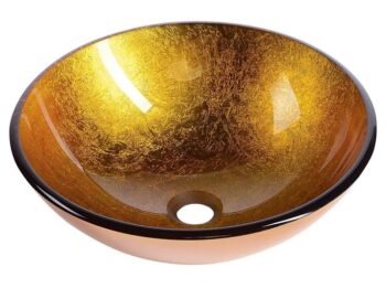 SAPHO - AGO sklenené umývadlo na dosku priemer 42cm, zlato oranžová 2501-19