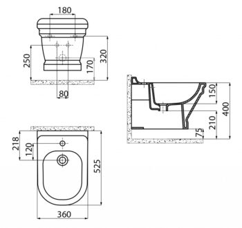 SAPHO - ANTIK bidet závesný AN510