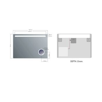 SAPHO - ASTRO zrkadlo s LED osvetlením 100x70cm, kozmetické zrkadlo MIRL4