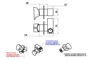 SAPHO - AXAMITE podomietková batéria pre bidetové spŕšky, 1 výstup, chróm AX40