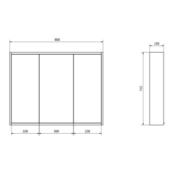 SAPHO - BATU zrkadlová galerka 80x71x15cm, 2x LED osvetlenie, biela 1141131