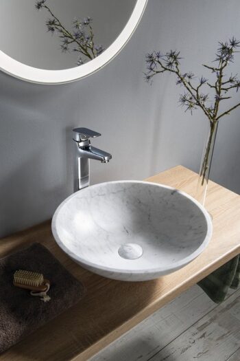 SAPHO - BLOK kamenné umývadlo Ø 42 cm, biela carrata mat 2401-42