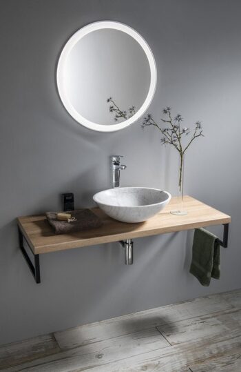 SAPHO - BLOK kamenné umývadlo Ø 42 cm, biela carrata mat 2401-42