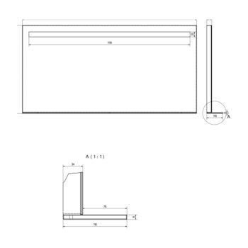 SAPHO - BRETO zrkadlo  s LED osvetlením a policou 120x60,8cm BT120