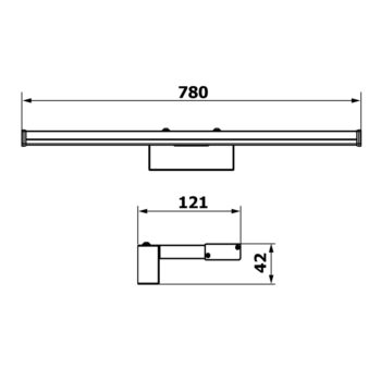SAPHO - CHICAGO MAX LED svietidlo, 780x120, 15W, 230V, IP44, plast, čierna mat AU473