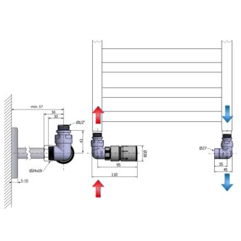 SAPHO - CORNER pripojovacia sada ventilov termostatická, ľavé, chróm CP1011LS