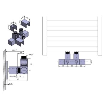 SAPHO - CUBE TWIN pripojovacia súprava ventilu pre stredové pripojenie, chróm CP581S
