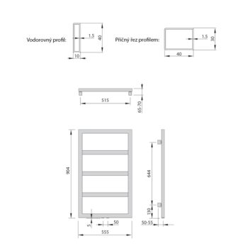 SAPHO - DENALI vykurovacie teleso 550x904 strieborna strukturálna DN609SS