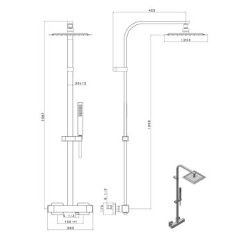 SAPHO - DIMY sprchový stĺp s termostatickou batériou, chróm DM322