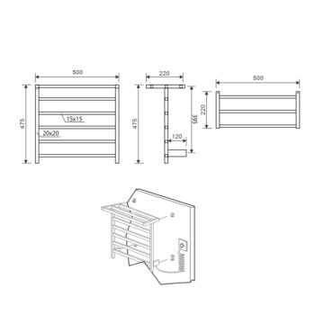 SAPHO - ELZOR elektrický sušiak uterákov 500x470 60 W, biela mat EB500