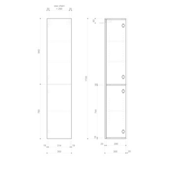 SAPHO - ESPACE skrinka 35x172x32cm, 2x dvierka, ľavá/pravá, biela lesk ESC230-3030