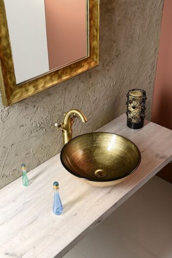 SAPHO - FIANNA sklenené umývadlo na dosku priemer 42cm, bronz 2501-21