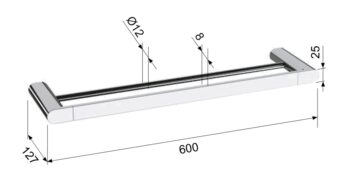 SAPHO - FLORI dvojitý držiak uterákov 600, čierna mat RF011/15
