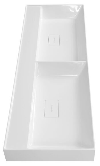 SAPHO - GODIVA dvojité umývadlo, liatý mramor, 119x44cm, bez otvoru, biela GU119-0