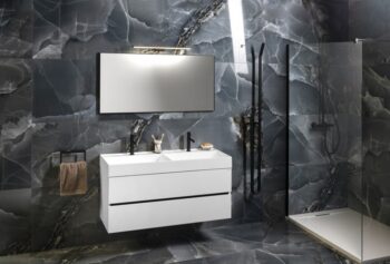 SAPHO - GODIVA dvojité umývadlo, liatý mramor, 119x44cm, biela GU119