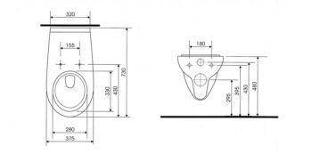 SAPHO - HANDICAP WC závesné predĺžené, Rimless, 37,5x73cm, biela K670-002