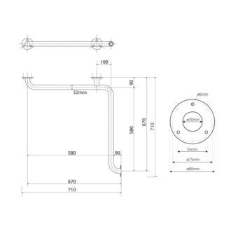 SAPHO - HANDICAP madlo do sprchy 670x670, nerez lesk XH544