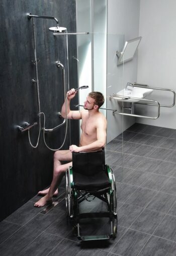 SAPHO - HANDICAP nástenné madlo ľavé 810x550, nerez lesk XH522