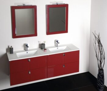 SAPHO - Kúpeľňový set MITRA 120, dvojumývadlo, bordo KSET-007