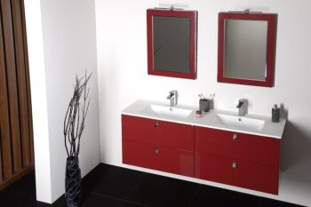 SAPHO - Kúpeľňový set MITRA 120, dvojumývadlo, bordo KSET-007
