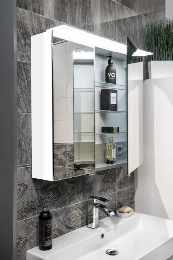 SAPHO - LINEX galérka s LED osvetlením, 80x70x15cm, biela LX080-0030